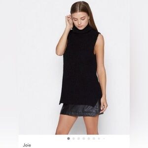 Joie Arne Alpaca Blend Black Caviar  Sleeveless Turtleneck Sweater Size XS